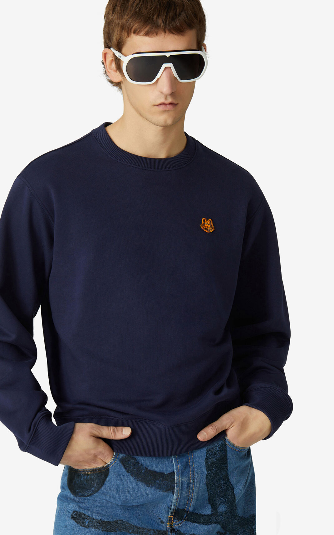 Sweat Kenzo Homme Tiger Crest Bleu Marine Bleu GSMED-8537